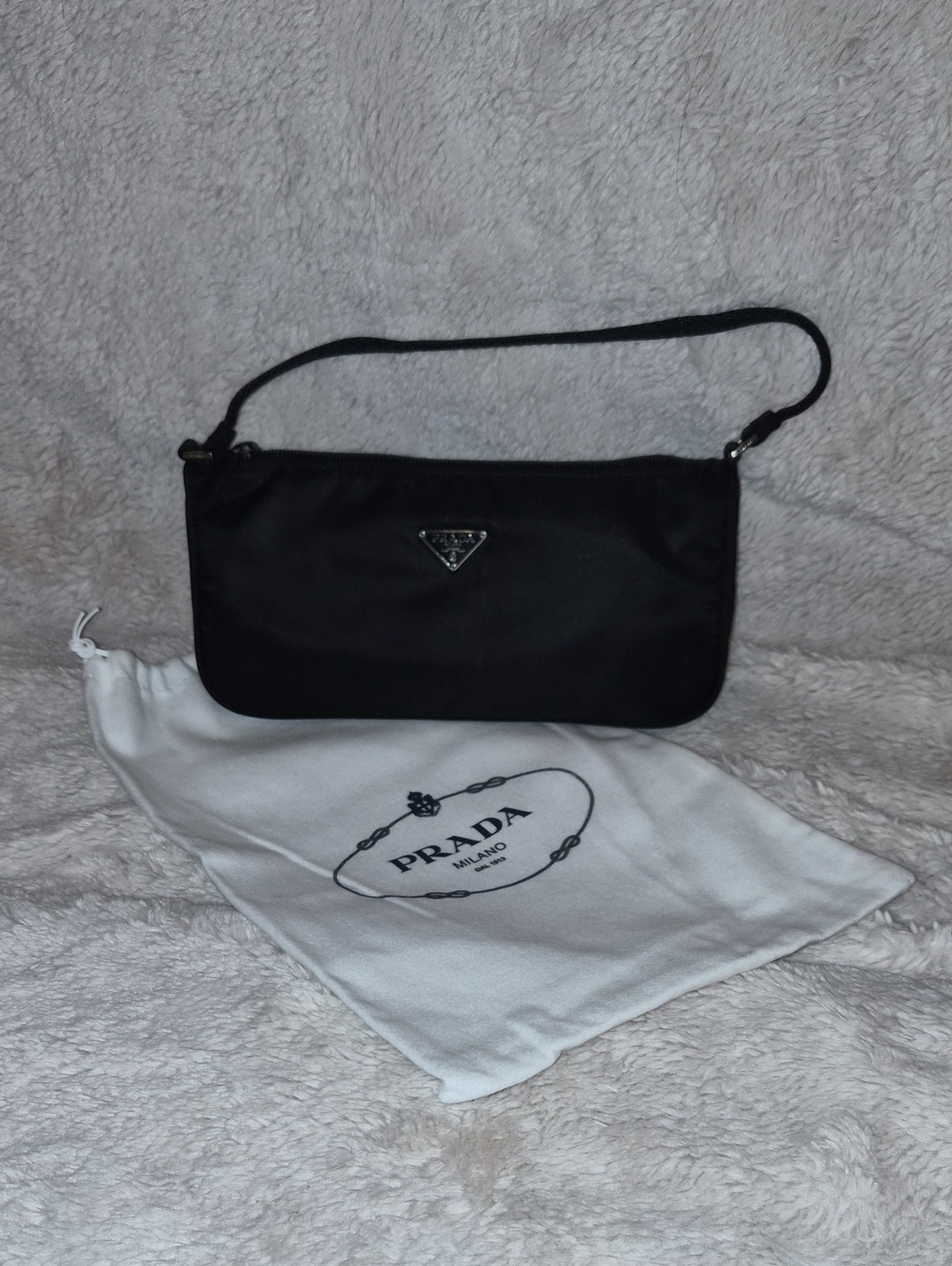 Prada Black Nylon Shoulder Clutch Like New With Dust Bag